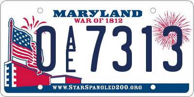 MD license plate 0AE7313