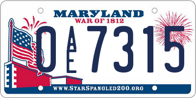 MD license plate 0AE7315