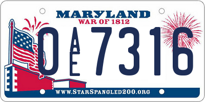 MD license plate 0AE7316