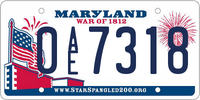 MD license plate 0AE7318
