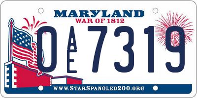 MD license plate 0AE7319