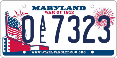 MD license plate 0AE7323