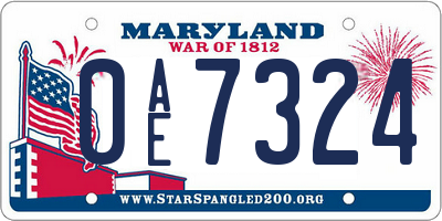 MD license plate 0AE7324