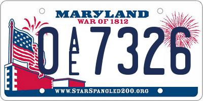 MD license plate 0AE7326