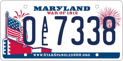 MD license plate 0AE7338