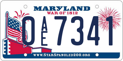 MD license plate 0AE7341
