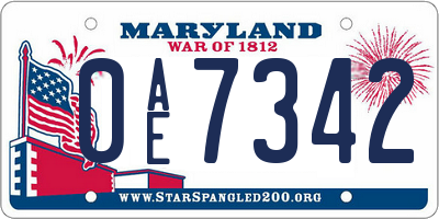 MD license plate 0AE7342