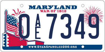 MD license plate 0AE7349
