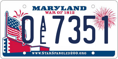 MD license plate 0AE7351