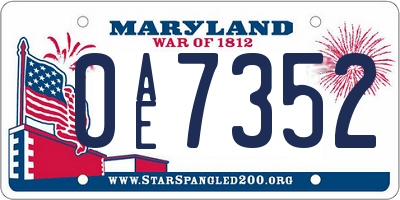 MD license plate 0AE7352