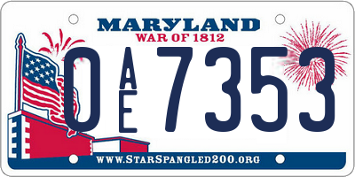MD license plate 0AE7353