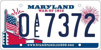 MD license plate 0AE7372