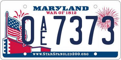 MD license plate 0AE7373