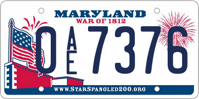 MD license plate 0AE7376