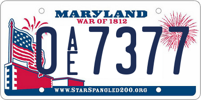 MD license plate 0AE7377
