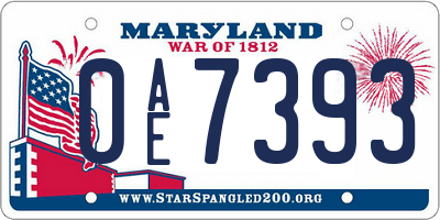 MD license plate 0AE7393