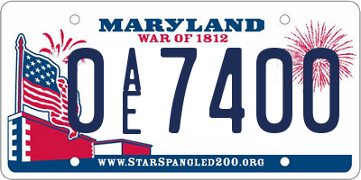 MD license plate 0AE7400