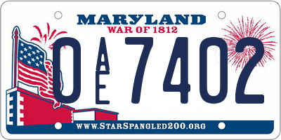 MD license plate 0AE7402