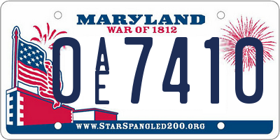 MD license plate 0AE7410