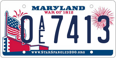 MD license plate 0AE7413