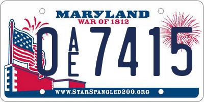 MD license plate 0AE7415