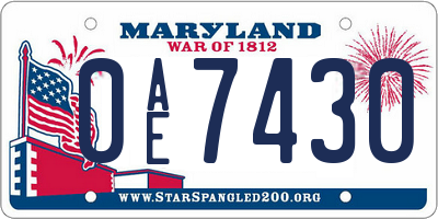 MD license plate 0AE7430