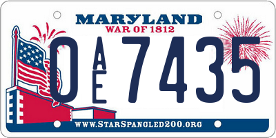 MD license plate 0AE7435