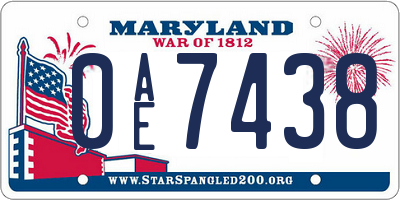 MD license plate 0AE7438