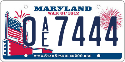 MD license plate 0AE7444