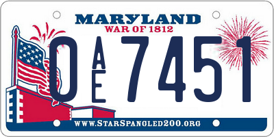 MD license plate 0AE7451