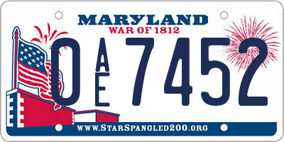 MD license plate 0AE7452