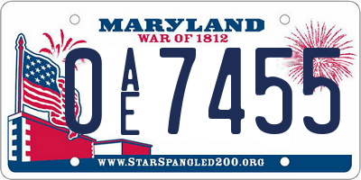 MD license plate 0AE7455