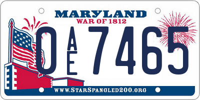 MD license plate 0AE7465