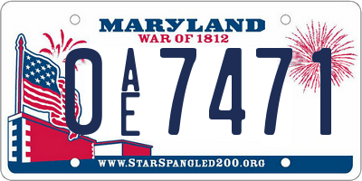 MD license plate 0AE7471