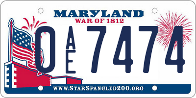 MD license plate 0AE7474