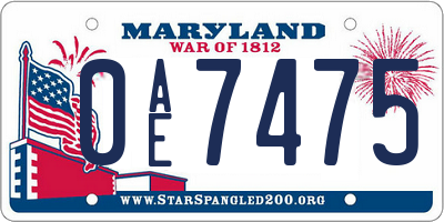 MD license plate 0AE7475