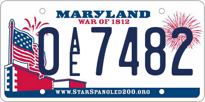 MD license plate 0AE7482