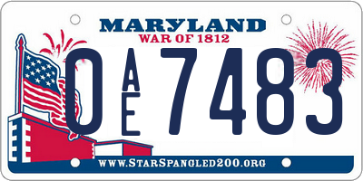 MD license plate 0AE7483