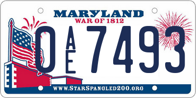 MD license plate 0AE7493