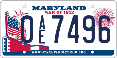 MD license plate 0AE7496