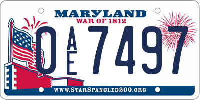 MD license plate 0AE7497