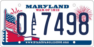 MD license plate 0AE7498