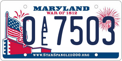 MD license plate 0AE7503