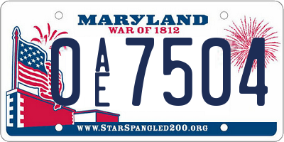MD license plate 0AE7504