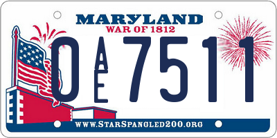 MD license plate 0AE7511