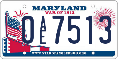MD license plate 0AE7513
