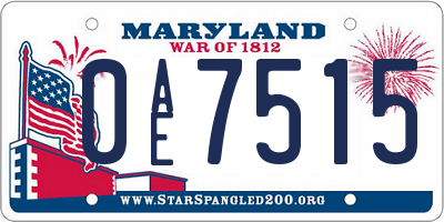 MD license plate 0AE7515