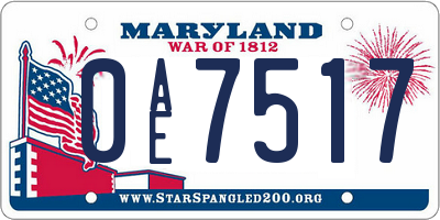 MD license plate 0AE7517