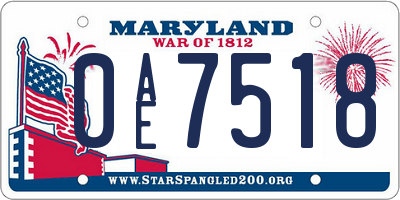 MD license plate 0AE7518