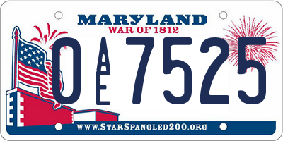 MD license plate 0AE7525